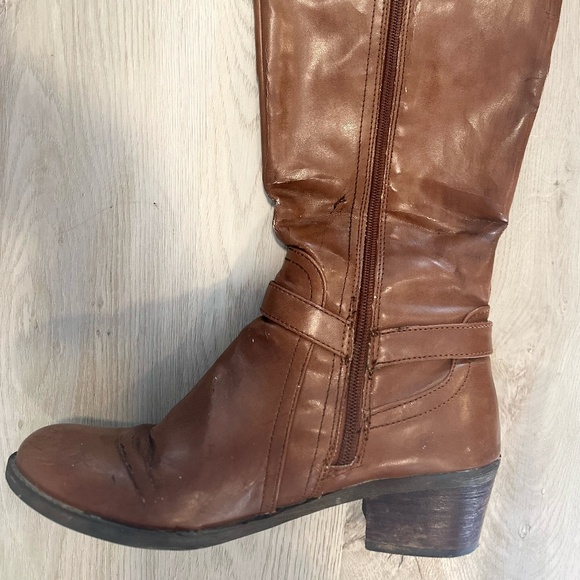 GUESS Tall Faux Leather Knee Boots Sz 8.5 Shoe Booties Boot Shoes - Picture 4 of 11
